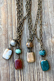Sicily Short Stone Pendant Choker Necklace | Green | Dylan Designs