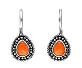 Orange Mohave Turquoise Dangle Earrings | 925 Sterling Silver Boho Artisan