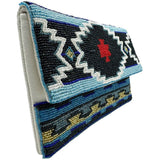 Iris Blue Geometric Crystal Beaded Clutch