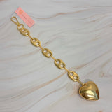 Horse Bit Heart Dangle Bag Charm - Equestrian Gold Keychain 11.5"