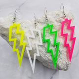 Hollow Lightning Bolt Acrylic Dangle Earrings White