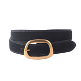Suede Belt | Organic Gold Buckle | Black