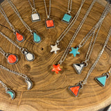 Sterling Silver Turquoise Triangle Necklace