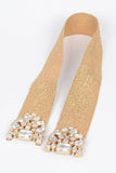Rhinestone Straw Stretch Belt – Silver