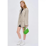 Meadow Ruched Top Handle Vegan Leather Chain Strap Crossbody Citron Green