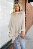 Classic Knit Lace Up Hooded Poncho