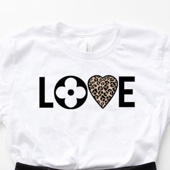 Leopard Heart Love T-Shirt Small