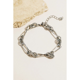 Mixed Rectangle Chain Link Bracelet Silver