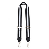 Preppy Stripe Adjustable Crossbody Bag Purse Guitar Strap Black White