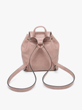 Jewel Fringe Bucket Backpack | Distressed Vegan Leather | Black