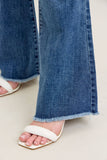 Mid Rise Vintage Wash Flare with Distressed and Fray Hem