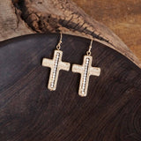 Minimalist Cross Dangle Earrings Worn Gold