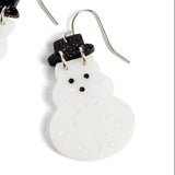 Acrylic Snowman Christmas Earrings with Black Hat
