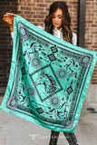 Mint Aztec Arrow & Horse Double-Sided Wild Rag — Western Scarf