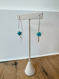 Western Turquoise Stone Hook Threader Star Earrings