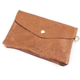 Metallic Italian Made Leather Clutch Crossbody Bag Brown Bronze