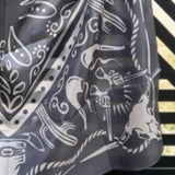 Highway Gray White Western Southwestern Wild Rag Scarf Accent