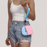 Double Dual Nylon Pouch Wallet Detachable Wristlet Rose Pink Light Pink