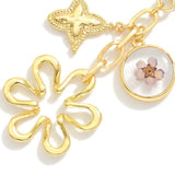 Gold Open Flower Keyring Keychain Bag Charm