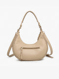 Aria Whipstitch Crescent Shoulder Bag in Lt. Taupe
