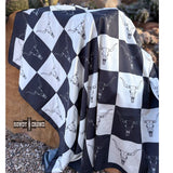 Black White Checkered Skull Bandana Western Southwestern Wild Rag Scarf Accent