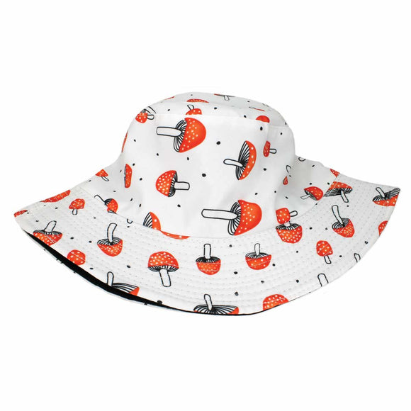 Red White Mushroom Toadstool Print Bucket Hat