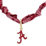 Alabama Crimson Tide Bandana Scarf Necklace | Gold Logo Pendant