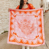 Blush Pink & Orange Floral Boot-Stitch Wild Rag