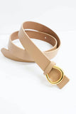 Minimalist Leather Gold Horseshoe Belt – Beige