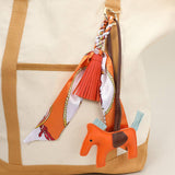 Vegan Leather Horse Tassel Scarf Keychain Bag Charm