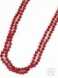 The Essential 60 inch Double Wrap Beaded Necklace Crimson Red 8MM