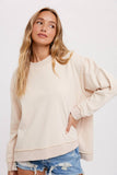 Crewneck Oversized Cotton Blend Sweatshirt Oatmeal