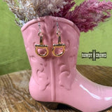 Western Dangle Fearless Horse Bit Earrings Gold