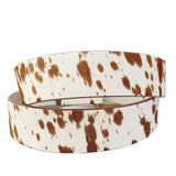 Western Cowgirl Genuine Brown Cow Hair Leather Belt Embossed Buckle