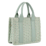 Ecostitch Woven tote bag with vegan leather handle Mint Green