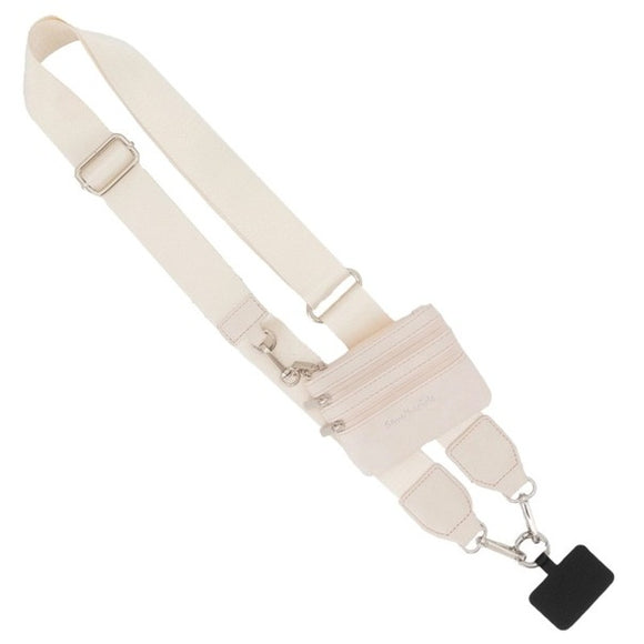 Clip & Go Phone Purse Crossbody Strap Zippered Pouch Cream