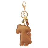 Bling Crystal Brown Dog with Flower Tassel Keychain Bag Charm