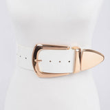 Vegan Patent Leather Wide Belt – White (Plus Size)