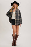Grey Plaid Button-Down Shacket