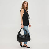 Victoria Woven Vegan Leather Hobo Bag | Natural