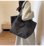 Leopard Print Shoulder Slouchy Tote Bag