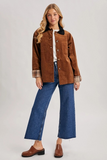 Camel Corduroy Barn Coat with Plaid Interior