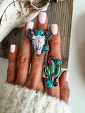 Western Pendant Adjustable Ring Cactus