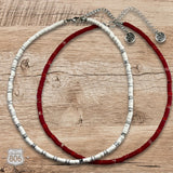 Rubber Heishi Disc Layering Necklace Red