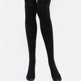 Fleece Lined Tights | Warm, Cozy & Silhouette-Enhancing | Black