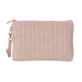 Straw Wristlets Clutch Light Pink