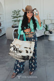 Desert Horse Print Canvas Tote Bag — Oversized Western Style