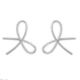 Silver Rhinestone CZ Bow Earrings