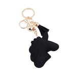 Bling Crystal Black Unicorn Tassel Keychain