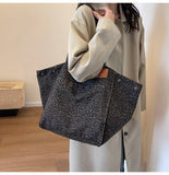 Leopard Print Shoulder Slouchy Tote Bag